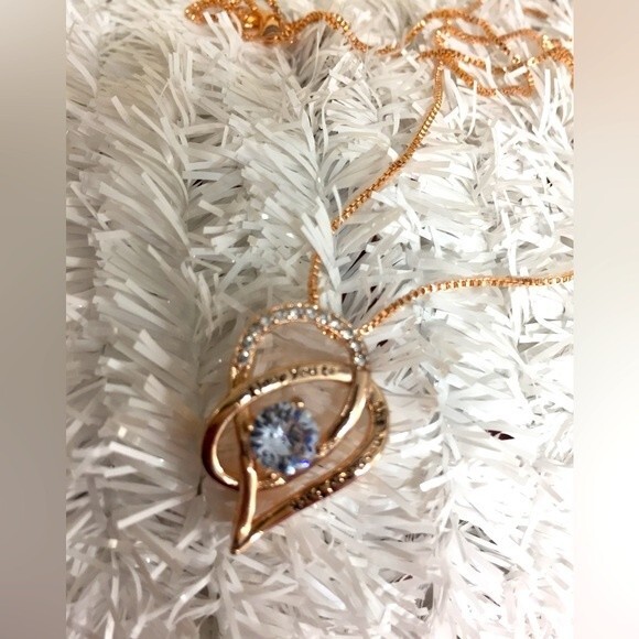 NWOT Rose Gold Infinity Heart & Chain Crystals I Love You to the Moon and Back - Picture 1 of 1